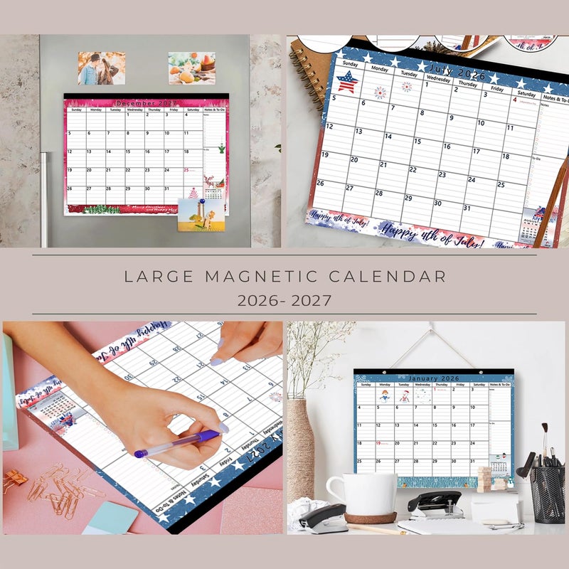 STRIVE ZEN Magnetic Calendar 2026-2027 for Fridge, 17x12 Inches, Large, Schedule Planner Refrigerator, Monthly, January 2026- December 2027, 24 Months - Image 3